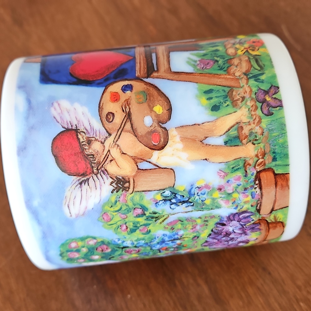 Vintage Starbucks Floral Painting Cupid Coffee Mug Made In Taiwan - Picture 8 of 8